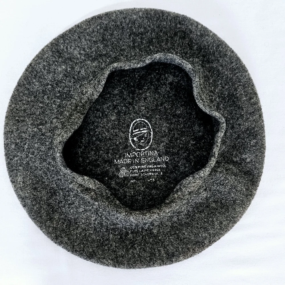 Importina Classic Wool Beret Gray Made in England Vintage - Picture 7 of 8
